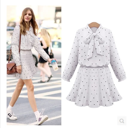 WD6125 Polka Dot Dress White